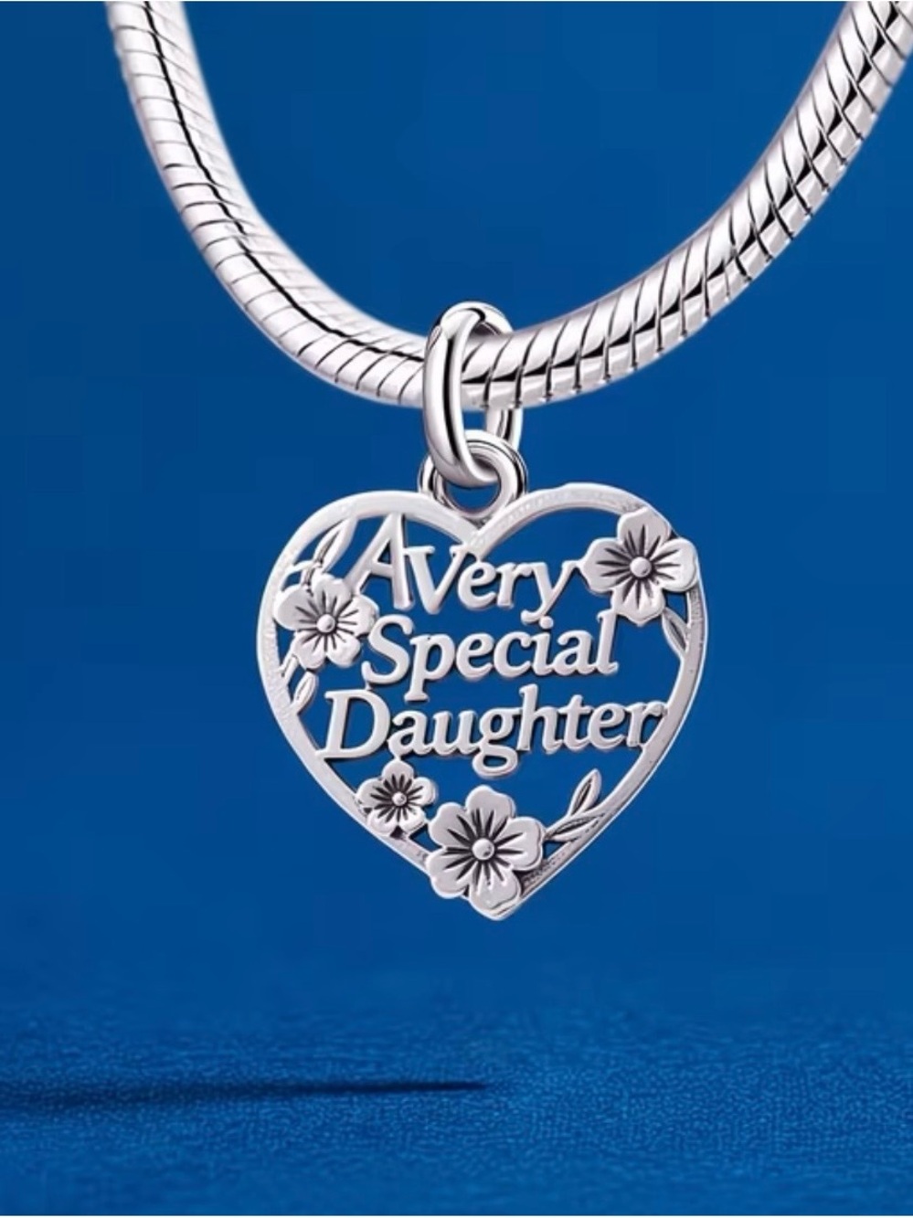 Sterling Silver A Very Special Daughter Heart charm pendent